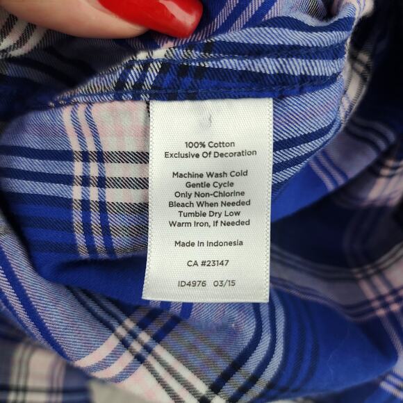 Talbots Button Up Shirt Womens 3X Plaid 100% Cotton cabincore cozycore gorpcore - Picture 4 of 10